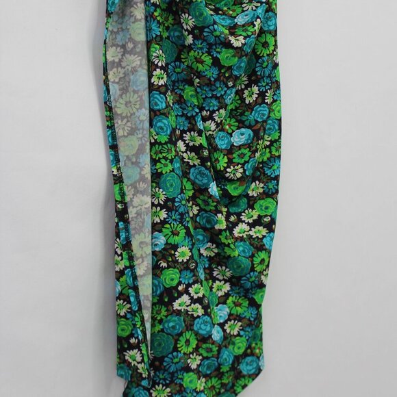 Zara Floral Midi Dress Stretch Asymmetrical Blue Green Print Blogger Fave SizeXS - Picture 9 of 16